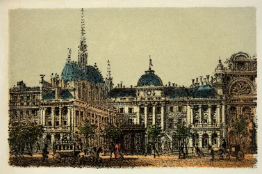 París en 1874: El Palacio de Justicia y la Sainte Chapelle, colección privada