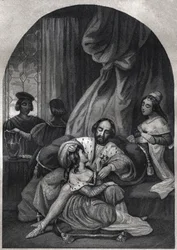 Pablo III (Papa de 1534 a 1549) y su familia - Pablo III (papa de 1534 a 1549) y su familia - Grabado de 1842 en “Histoire des papes: crímenes, asesinatos, envenenamientos, parricidios, adulterios, incestos... por Maurice Lachatre. Colección privada.