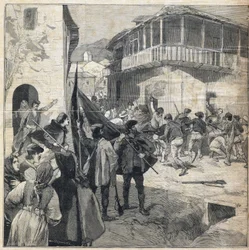 Insurrección de campesinos en Sicilia. Grabado en "Le Petit Parisien" el 31/12/1893