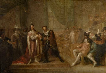 Peter Paul Rubens aceptando una espada de Carlos I de Inglaterra, c.1808
