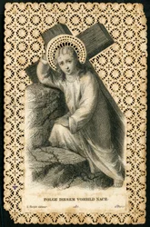 Imagen piadosa: Jesús cargando su cruz