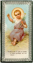 Imagen piadosa: Jesús sosteniendo un lirio