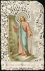 Imagen piadosa: Jesús llamando a la puerta (cromolitografía)