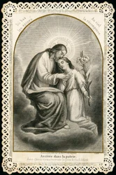 Imagen piadosa: Jesús recibiendo las almas de los fieles (grabado)