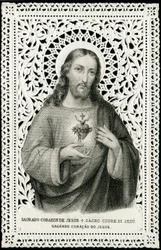 Imagen piadosa: Jesús con el sagrado corazón (grabado)
