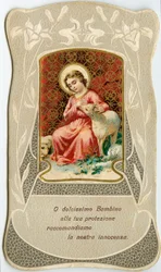 Jesús con dos corderos (cromolitografía)