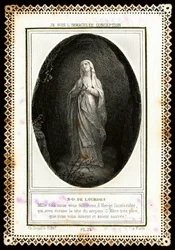 Imagen piadosa: "Notre Dame de Lourdes". Tarjeta dentada. Colección privada