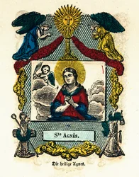 Imagen piadosa: Santa Inés. Grabado del siglo XIX colección privada