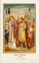 Imagen piadosa: San Othon I Obispo de Bamberg (grabado)