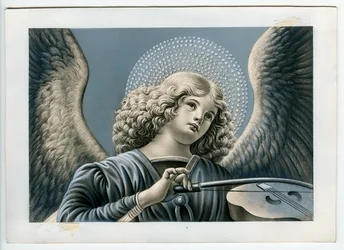 Imagen piadosa: un ángel músico (impresión)