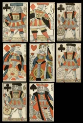 Cartas de juego con figuras históricas