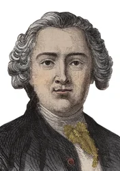 Retrato grabado de Claude Adrien Helvetius (1715-1771) filósofo inglés