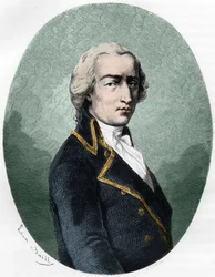 Retrato de ARMAND LOUIS por GONTAUT BIRON, DUQUE DE LAUZUN, soldado francés - Retrato de Armand-Louis de Gontaut Biron Duque de Lauzun (Biron-Lauzun) (1758-1793) - Grabado de 1863 en “Le Livre Rouge - Histoire De L