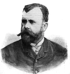 Retrato de Albert Maignan (1845-1908), pintor francés. Grabado en "Le Petit Parisien"
