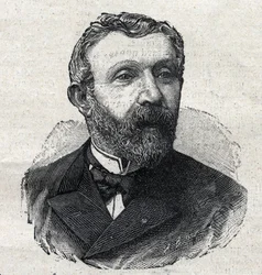 Retrato de Alfred Mezieres (1826-1915), historiador literario, periodista y político francés. Grabado en "Le Petit Parisien".