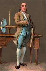 Retrato de BENJAMIN FRANKLIN (1706-1790) impresor, editor, científico, inventor, estadista y diplomático estadounidense