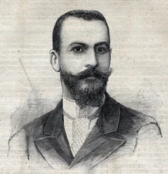 Retrato de Casimir Maistre (1867-1957) explorador francés en África. Grabado en "Le Petit Parisien"