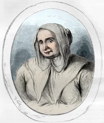 Retrato de Catherine Monvoisin (La Voisin) (1640-1680) - Asunto de los venenos: Catherine Deshayes, esposa Monvoisin y apodada La Voisin (1640-1680) - Grabado de 1863 en «Le Livre Rouge - Histoire De L