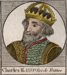 Retrato de Carlos II el Calvo (823-877), Rey de Francia - Carlos II (823-877) el Calvo - grabado de 