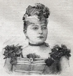 Retrato de Eugenie Weiss, conocida como Jenny baronesa von Rahden, miembro de una troupe circense brasileña y autora del libro «La novela de la amazona», asesinada por su marido. Grabado en «Le Petit Parisien» del 3/09/1893.
