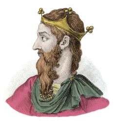 Retrato de Federico I de Hohenstaufen conocido como Federico Barbarroja (1122-1190), Emperador Romano Germánico. Grabado del siglo XIX. Milanés