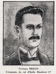 Retrato de Gaetano Bresci (1869-1901), anarquista italiano que asesinó al rey Humberto I