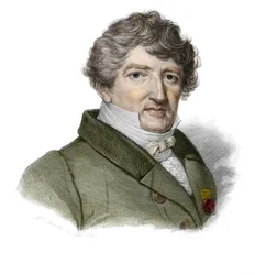 Retrato de Georges Cuvier (1764-1832), paleontólogo francés en "Retratos e historia de hombres útiles: hombres y mujeres de todos los países y de todas las condiciones, que han adquirido derechos al reconocimiento de los hombres" publicado por la Sociedad 