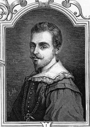 Retrato de Giulio Cesare Procaccini (1574-1625) pintor italiano. Grabado de 1859 en “las galerías de Europa - Italia” por Armengaud.