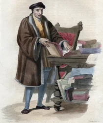 Retrato de Guillaume Bude (Budee) (Budaeus) (1467-1540), erudito francés. Ilustración de “Le Plutarque Français” de Edmond Mennechet