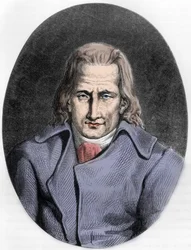 Retrato de Jacques Cazotte, autor francés - Retrato de Jacques Cazotte (1719-1792) - Grabado de 1863 en "Le Livre Rouge - Historia De La Horca en Francia" por Dupray de La Maherie - Colección privada