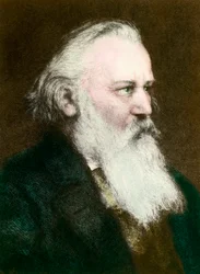 Retrato de Johannes Brahms (1833-1897), compositor alemán (grabado del siglo XIX)