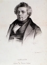 Retrato de Luigi Lablache (1794-1858) cantante de ópera italiano y francés. Grabado. Siglo XIX. Colección privada milanesa