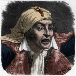 Retrato de Marat (1743-1793) - retrato de Jean-Paul (Jean Paul) Marat (1743-1793) político, periodista francés - Grabado en “Historia de los Girondinos” por Alphonse de Lamartine (1790-1869) 1865-1866 - Colección privada