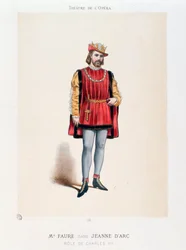 Retrato del Sr. Faure interpretando al Rey Carlos VII en la ópera Juana de Arco en la Hoguera de Honegger