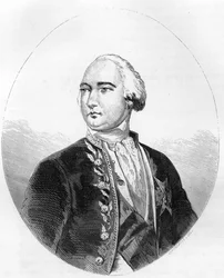 Retrato de Philippe Egalité (1747-1793), Luis Felipe II José de Orleans - Grabado de 1863 en "El Libro Rojo - Historia del Cadalso en Francia" por Dupray de La Maherie. Colección privada