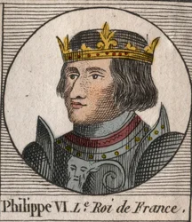 Retrato de Felipe VI de Valois (1294 - 1350), Rey de Francia - Felipe VI de Valois (1293-1350) Rey de Francia - grabado de “Instrucción sobre la Historia de Francia” por Charles Constant Le Tellier 1821