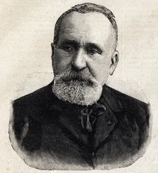 Retrato de Pierre Puvis de Chavannes (1824-1898), pintor francés, por entonces presidente de la Société Nationale des Beaux-Arts. Grabado en «Le Petit Parisien»