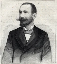 Retrato de Pierre Sales (1854?-1921?), escritor francés. Grabado en "Le Petit Parisien"