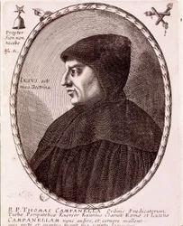 Retrato de Tommaso Campanella, monje dominico y filósofo. Grabado.