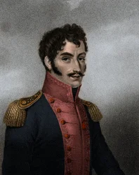 Retrato del político y militar venezolano Simón Bolívar (1783-1830), presidente de Colombia y Perú