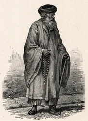 Retrato de un copto católico de Zifte en Egipto. Grabado en “Les Missions Catholiques au XIXeme Siecle” por Louis-Eugene Louvet. Colección privada.