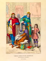 Retrato de una familia noble con su arquitecto en el siglo VII