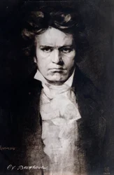 Retrato del compositor alemán Ludwig van Beethoven (grabado).