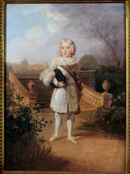 Retrato del Príncipe de Parma (1811-1832) en el Jardín de las Tullerías Rey de Roma Napoleón II, Duque de Reichstadt, hijo del Emperador Napoleón I (1769-1821). Pintura anónima. Siglo XIX Colección privada