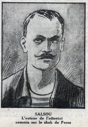 Retrato del anarquista François Salsou que llevó a cabo el atentado contra el Shah de Persia Muzaffar ad Din, en París el 2 de agosto