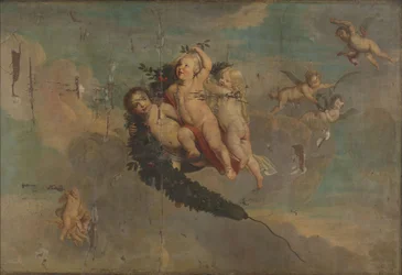 Putti con festón, c.1650 (óleo sobre lienzo)