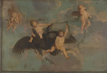 Putti con águila sobre nubes, c.1650 (óleo sobre lienzo)