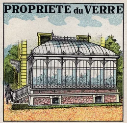Radiación y conductibilidad: un invernadero de vidrio utiliza una de las propiedades del vidrio para ser transparente al calor de la luz y no al calor oscuro. Ilustración anónima de 1925. Colección privada.