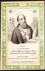 Representación de San Anselmo. Imagen piadosa. Postal. Principios del siglo XX. Colección privada