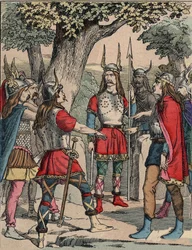 Representación de Vercingetorix (ca. 80-c. 46 a.C.) guerrero y líder galo de la tribu de los Arvernos elegido por su pueblo para liderar la guerra contra los romanos.